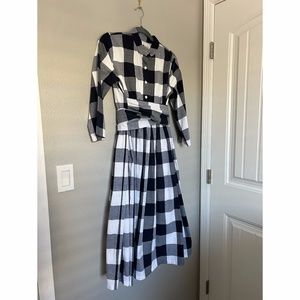 Dainty Jewell's Navy and White Gingham Midi Dress